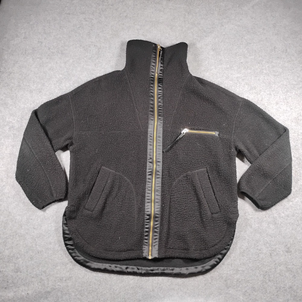 Varley Women's Black Donley Borg Fleece Full Zip Mock Neck Jacket Size Small